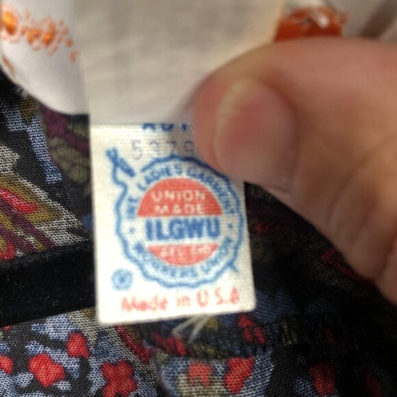 VINTAGE David Warren Dress Womens 12 Black Floral Paisley Made USA Back Zip 80s - Picture 8 of 16